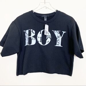 FOREVER 21 Boy Crazy Cropped Sweatshirt, Small